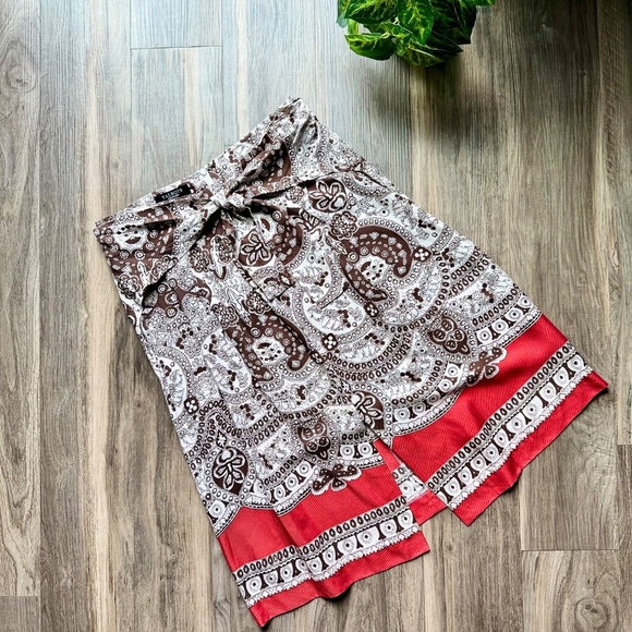 Vintage Talbots Silk A-Line Bohemian Pleated Paisley  Print Midi Skirt Size 6P - Picture 3 of 13